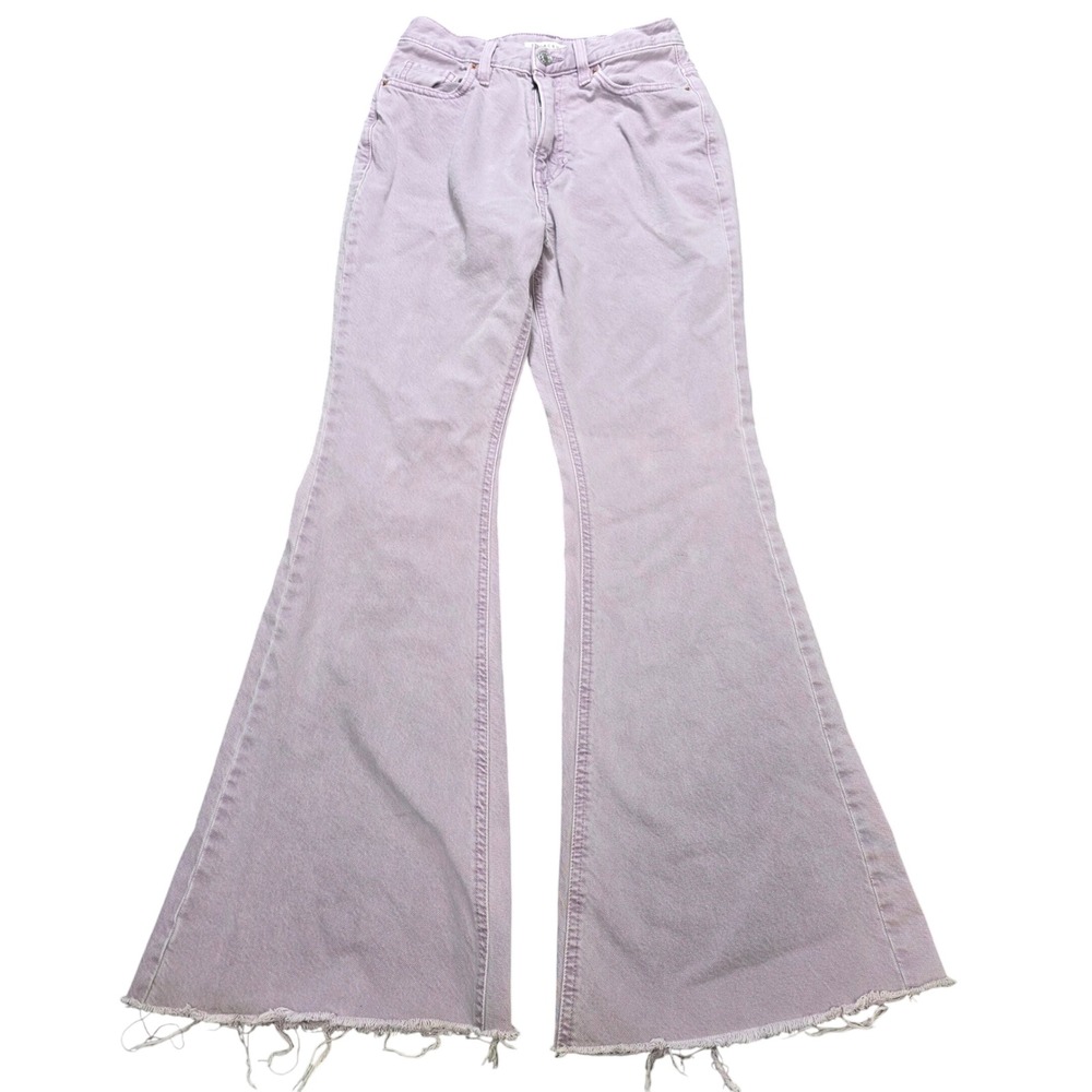PacSun High Rise Flare Jeans Women's Size 26 Purple Faded Raw Hem Retro Denim